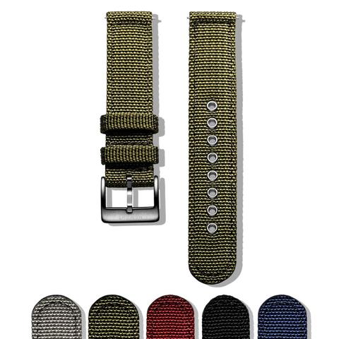 Hemsut Canvas Watch Bands Green Quick Release Quality Nylon Watch Straps and Heavy Duty Brushed Buckle 18mm 20mm 22mm 24mm ► Photo 1/6