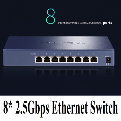 Plug&Play 8* 2500Mbps RJ45 Ports Desktop Ethernet Switch 2.5 Gigabit Ethernet Network Switch IEEE 802.3bz/3ab/3x 16K MAC address ► Photo 1/6