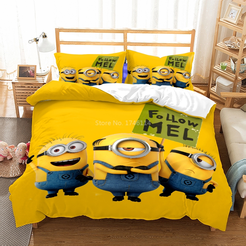 3d Cartoon Despicable Me Minions King, Girls King Size Bedding