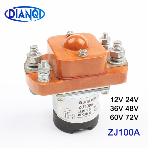 ZJ100A 1NO (normally open) 12V 24V 36V 48V 60V 72V 100A DC Contactor for motor forklift electromobile grab wehicle car winch ► Photo 1/4