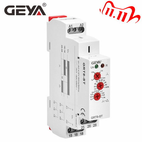 GEYA Delay on Star Delta Controller Relay 16A Soft Starter for the Motor Protection Relay AC230V, AC415V, AC/DC1 ► Photo 1/6