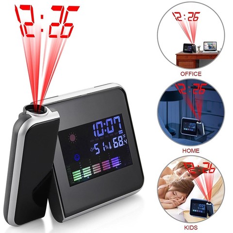 2022 new Projection Alarm Clock Digital Date Snooze Function Backlight Projector Desk Table Led Clock With Time Projection ► Photo 1/6