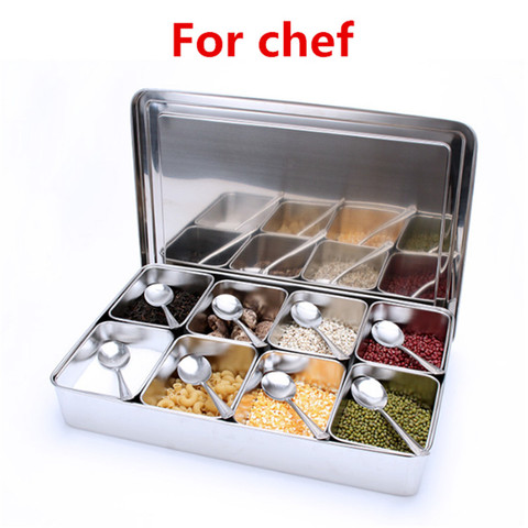 Japan Style Kitchen Storage Boxes Compartments Stainless Steel food Pepper Seasoning cereal Container with Lid Rectangle Shape ► Photo 1/1