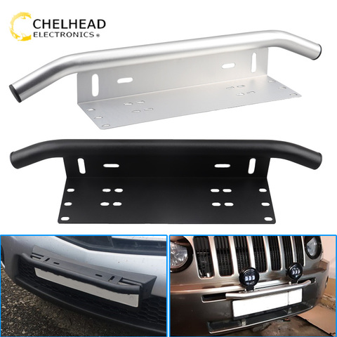 Universal license plate frame off road accessories front frame for car numbers light bar mount bumper holder black silver ► Photo 1/6