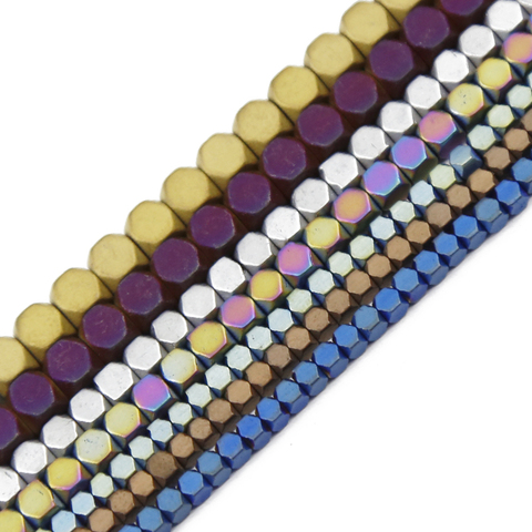 JHNBY Matte Gold,Purple,Blue,Green Square Hematite 2/3/4mm Natural Stone Spacers Loose Beads For Jewelry Making DIY Accessories ► Photo 1/6