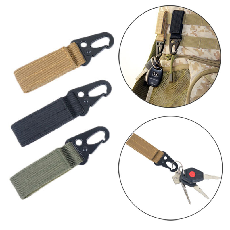 Sports Tactical Carabiner Webbing Keychain Hook Outdoor Belt Buckle Strap Clip 