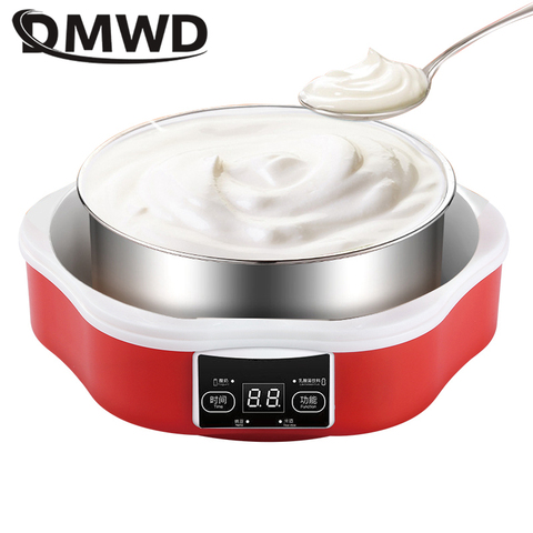 DMWD Automatic yogurt machine with glass cups stainless steel liner natto rice wine maker with digital panel DIY yogurt tools EU ► Photo 1/4