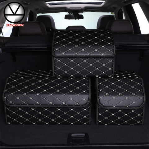 KAWOSEN Car Trunk Organizer Storage Bag PU Leather Box Storage Bag Foldable Car Trunk Stowing Tidying Universal Car Stuff HDTO06 ► Photo 1/6