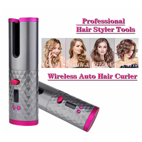 Unbound Cordless Auto Rotating Ceramic Hair Curler USB Rechargeable Automatic Curling Iron LED Display Temperature  Wave Curler ► Photo 1/6