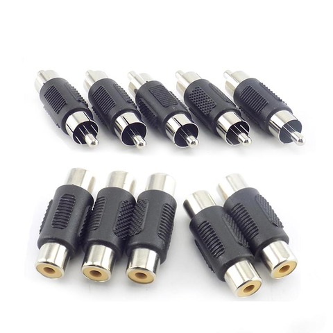 5pcs RCA Female to Female Jack Plug Connector Adapter Male to Male RCA Connector Video Audio Extender Cord Cable Converter ► Photo 1/6