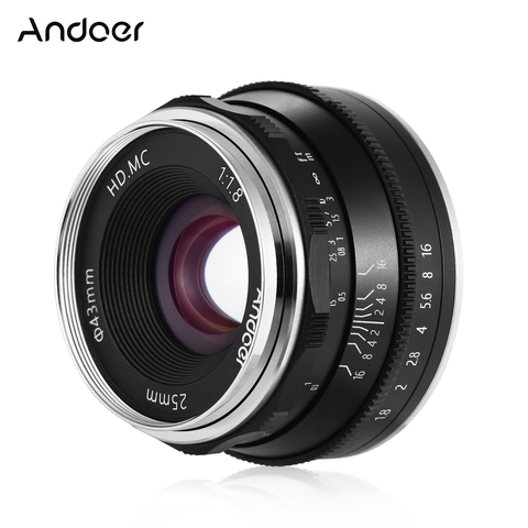Andoer 25mm F1.8 Manual Focus Lens Large Aperture For Fuji FX-Mount Mirrorless Cameras X-A1/X-A10/X-A2/X-A3/X-AT/X-M1/X-M2/X-T1 ► Photo 1/6