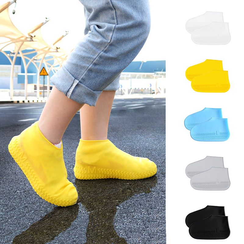 1 Pair Unisex Silicone Waterproof Shoes Cover Reusable Non-slip Rain Boot Tool 