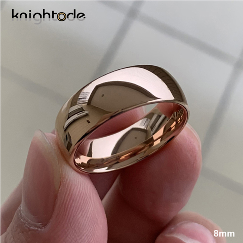 Classic Rose Gold Tungsten Wedding Ring For Women Men Tungsten Carbide Engagement Band Dome Polished Finish 8mm 6mm Ring ► Photo 1/6