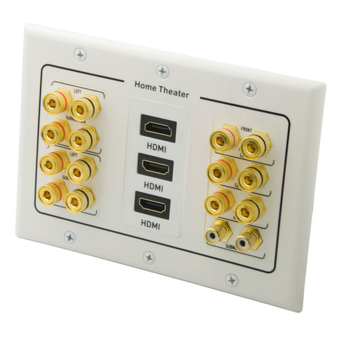 DMTMB 3 Gang Decorative Style 7.2 Speaker Wall Plate With Additional 3 Ports HDMI ► Photo 1/1