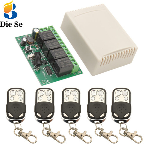 Diese Universal Wireless Remote Control Relay DC 6~30V 4CH 10Amp 433Mhz RF Wireless Relay Receiver and Transmitter,for Garage ► Photo 1/6