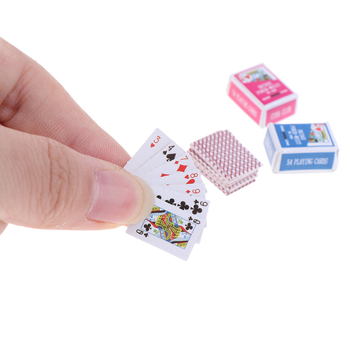 Cute 1:12 Miniature Games Poker Mini Playing Cards Miniature For Dolls Accessory Home Decoration 16x11mm ► Photo 1/6