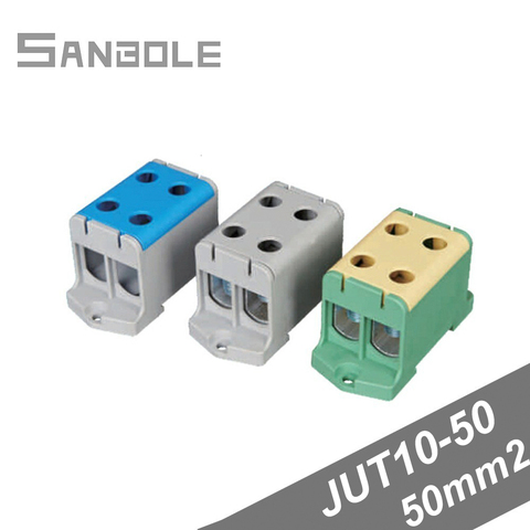 Terminal 50mm2 800V High Current JUT10-50/2 DIN Rail Mounted Aluminium Block Two Enter Two Come Electrical Connection Cable ► Photo 1/3