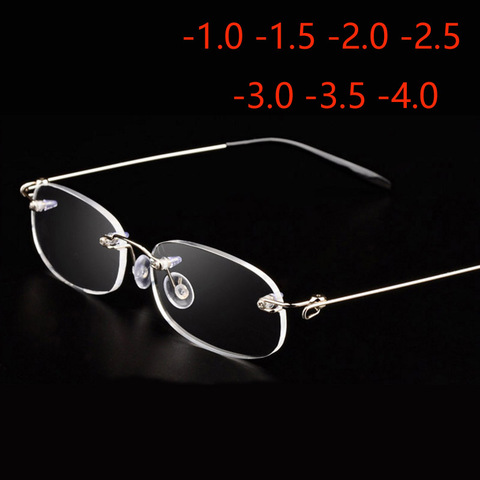 Rimless Metal Frame Nearsighted Glasses Ultralight Shortsighted Myopia Glasses Women Men -1.0 -1.5 -2 -2.5 -3 -3.5 -4.0 ► Photo 1/6