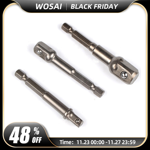 WOSAI 3pcs Chrome Vanadium Steel Socket Adapter Set Hex Shank 1/4