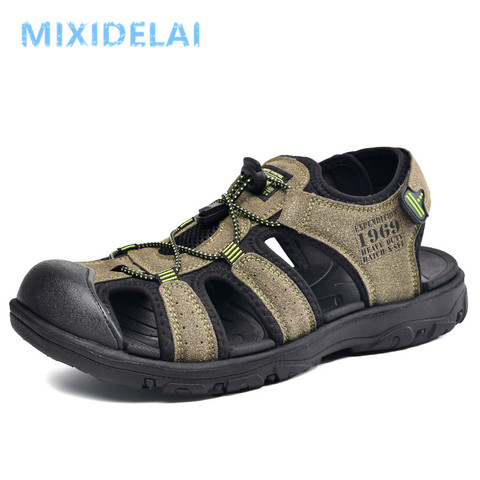 Casual Men Outdoor Sandals Summer Breathable Flat Sole Beach Shoes Comfort Soft Walking Hiking Sandals Athletic Male Shoes 2022 ► Photo 1/6
