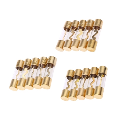 5Pcs Gold Plated Glass AGU Fuse Fuses Pack Car Audio Amp Amplifier 60 / 80 /100 AMP ► Photo 1/6