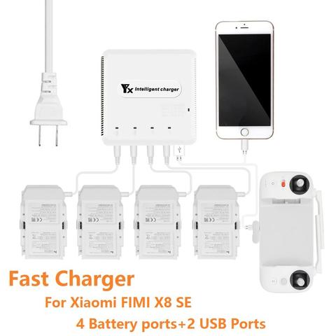 6IN1 Multi Charger for Xiaomi Fimi X8 SE Drone Battery Charging Hub Intelligent Smart Battery Charger with USB Port for Control ► Photo 1/6