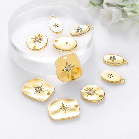 6PCS 12x14MM 6x16MM 24K Gold Color Plated Brass with Zircon Star Charms Pendants High Quality Diy Jewelry Accessories ► Photo 1/6