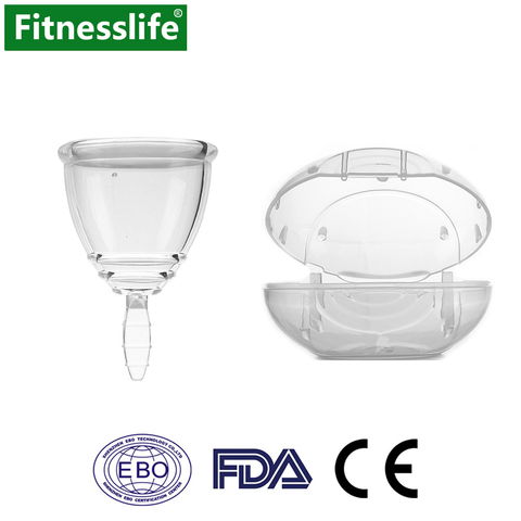 Menstrual Cup with Storage Case Leak-proof Medical Grade Silicone Reusable Women Feminine Hygiene Lady Period Size S M L Crystal ► Photo 1/6