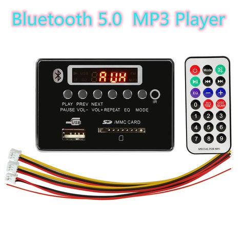 Bluetooth 5.0 MP3 Bluetooth decode board plays lossless format audio, with FM USB SD card folder to play wood audio panel ► Photo 1/6