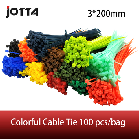 3*200mm Self-locking Nylon Cable Ties 8 inch 100pcs 12 color Plastic Zip Tie  binding wrap straps ► Photo 1/4