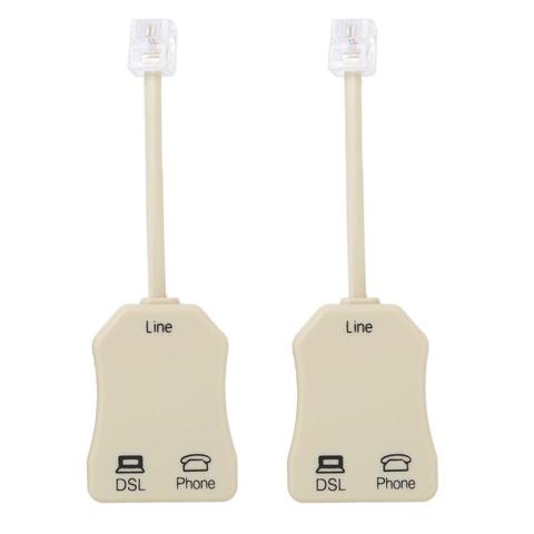 2Pcs DSL Filter RJ11 6P4C Male to 2 Female Telephone Modem Portable ADSL Splitter Adapter with Noise Filter  Phone Fax Accessory ► Photo 1/6