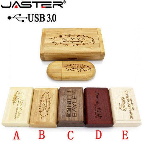 JASTER USB 3.0 wooden usb+Box pen drive 4GB 16GB 32GB 64GB usb Flash Drive pendrive Memory stick 1PCS free custom logo ► Photo 1/6