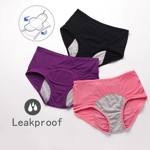 Leak Proof Menstrual Panties Physiological Pants Women Underwear Period Cotton Waterproof Briefs Plus Size Female Lingerie ► Photo 1/6