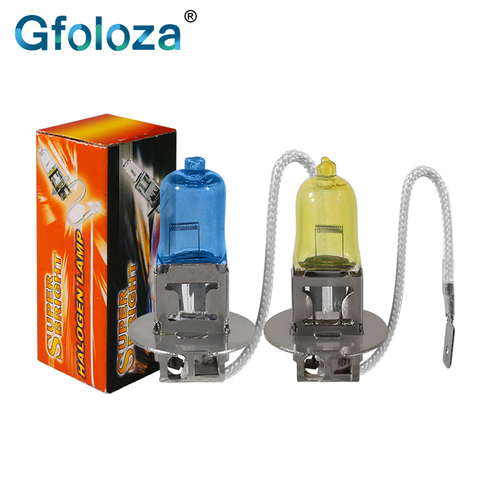 Gfoloza 2Pcs 55W H3 Halogen Bulbs Car Headlight Fog Lamp White Yellow 3500K 5500K Quartz Glass Auto Xenon HeadLamp 12V ► Photo 1/6