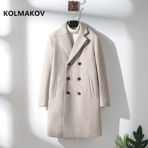 2022 Autumn winter coat Men's fashion Casual Trench Coat Windbreakers Male High quality wool overcoat men double breasted Jacket ► Photo 1/5