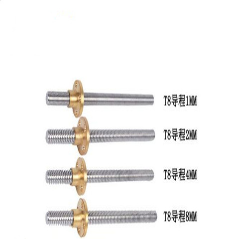 T8 Lead screw 3D Printer THSL-300-8D Trapezoidal Rod T8 Length 100mm 150mm 200mm with Brass Nut pitch 1mm lead 1mm 2mm 4mm 8mm ► Photo 1/6
