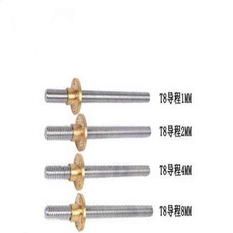 T8 Lead screw 3D Printer THSL-300-8D Trapezoidal Rod T8 Length 100mm 150mm 200mm with Brass Nut pitch 1mm lead 1mm 2mm 4mm 8mm ► Photo 1/6