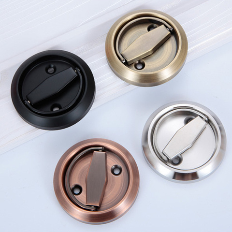 Hidden Door Handles Stainless Steel 304 Recessed Invisible Handle Cabinet Pulls Fire Proof Door Disk Room Round Ring Hardware ► Photo 1/6