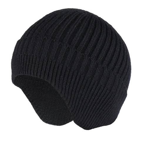 Autumn winter Hats Stylish With Brim Soft Beanie Hat For Men Women Classic Knit Earflap Hat Warm Caps With Ears ► Photo 1/6