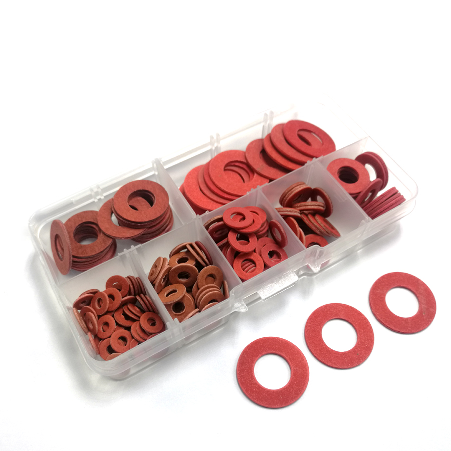 M2 M8 Red Flat Washers Insulating Fiber Seals Plain Washer For Hobby Plumbing 
