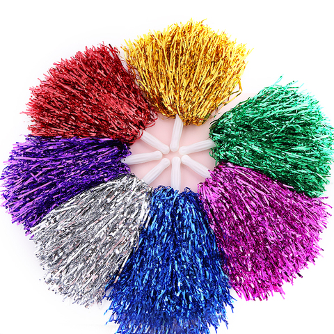 1pc NonFading Metallic Streamer Pompoms Cheerleading Cheerleader pompom ball cheering dance pom aerobics  sports item Supply ► Photo 1/6