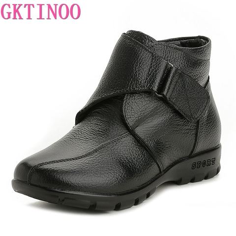 GKTINOO Fashion Winter Shoes Women's Genuine Leather Ankle Flat Boots Casual Comfortable Warm Woman Snow Boots ► Photo 1/6