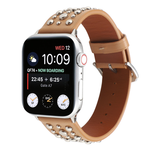 Rivets Band for Apple Watch 44/42mm Sport Loop Strap Correa Iwatch Series 5/4/3/2/1 38mm 40mm Bracelet Apple Watch Leather Belt ► Photo 1/6