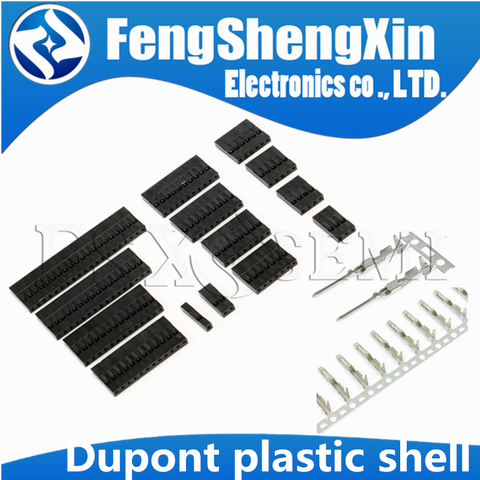 50pcs Dupont Plastic Shell 1/2/3/4/5/6/7/8/9/10 P Dupont wire plug 2.54mm Dupont Connector Dupont terminal Metal  Female head ► Photo 1/6