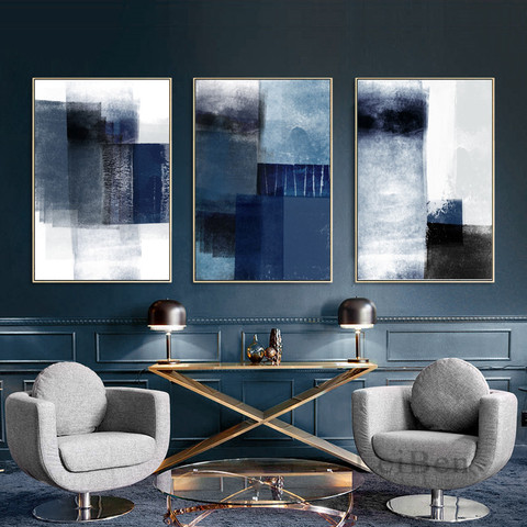 Nordic Abstract Painting Minimalist Decor Blue Gradient Graffiti Poster Wall Art Canvas Pictures for Home Cuadros Decoration ► Photo 1/6