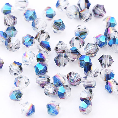 4mm Shiny AB color Crystal Bicone Beads Glass Jewelry Beads Loose Spacer Beads earring bracelet making Jewelry Accessories DIY ► Photo 1/6
