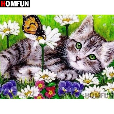 Buy Online Homfun Full Square Round Drill 5d Diy Diamond Painting Animal Cat Flower Embroidery Cross Stitch 5d Home Decor Gift A27775 Alitools