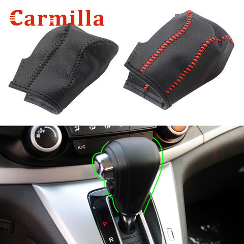 AT Genuine Leather Hand-stitched Gear Shift Knob Cover for Honda CRV CR-V 2007 - 2014 LHD Automatic Car Styling ► Photo 1/6