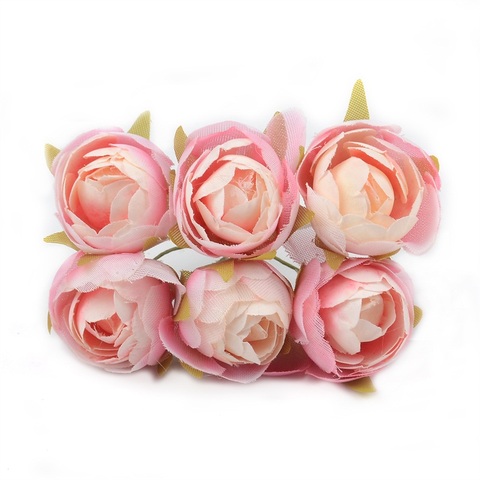 6pcs/lot Artificial Silk Tea Rose Flower Bouquet For Christmas Home Wedding Decoration Cheap Fake Flowers Craft ► Photo 1/6