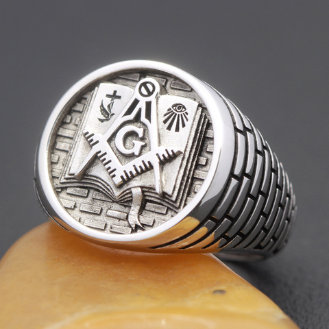 Gothic Holy Bible Freemason Masonic Faith Christian Bishops Sterling Silver Ring ► Photo 1/1